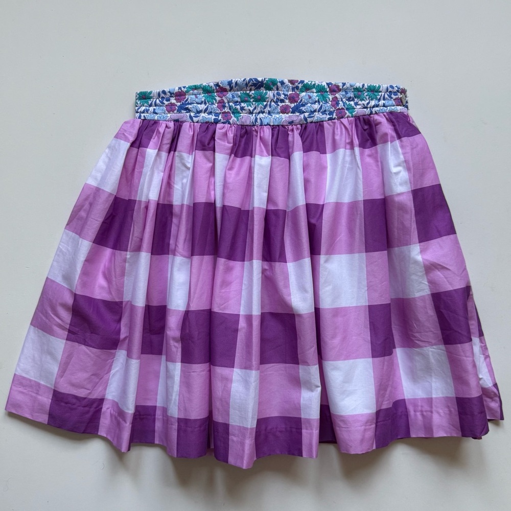 Jacadi Girls Cesame Gingham Skirt with Liberty Trim - Size 8Y